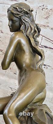 Bronze Signée Art Déco Rare Rugissant C. 1920S Nu Femme Sculpture Statue Cadeau