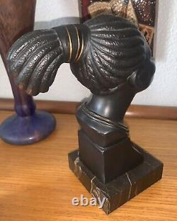 Buste africaniste femme Mangbetu en métal art déco 1930's style Karl Hagenauer