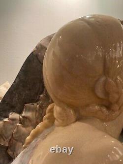 Buste de femme de profil en céramique craquelée polychrome Art Deco