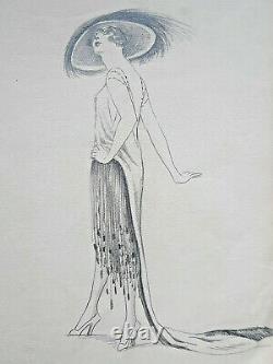 CHAPEAU Elegante Femme DESSIN ORIGINAL Mode ART DECO ca 1920