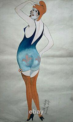 CURIOSA Cocarde Republique Femme AQUARELLE Dessin CHEPY Peinture ART DECO 1927