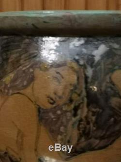 Cache pot terre cuite gres vernissée femme nue érotique 1925 1930 art déco