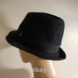 Chapeau bleu noir Borsalino 1857 ALESSANDRIA ITALY femme homme art déco N4669