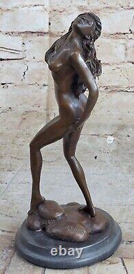 Chaud Fille Statue Bronze Debout Chair Femelle Sculpture Femme Figurine Art Déco