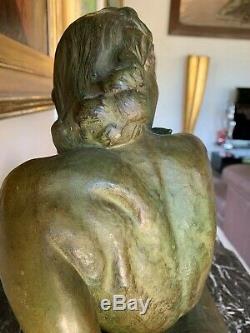 Cipriani Ugo (1887-1960) Femme Allanguie Grand sculpture d'époque Art Déco