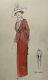 Cromwell Dessin Original Aquarelle Mode Haute Couture Art Deco Femme 1912