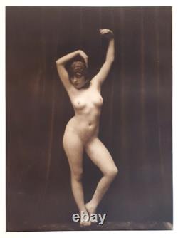 Curiosa Art Déco grande photographie portrait femme nue tirage original ancien