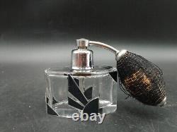 Czech Art Déco Vaporisateur parfum Karl Palda 1930 cristal Bohême taillé émaillé