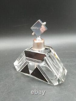 Czech Art Déco Vaporisateur parfum Karl Palda 1930 cristal Bohême taillé émaillé