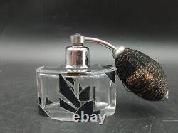 Czech Art Déco Vaporisateur parfum Karl Palda 1930 cristal Bohême taillé émaillé