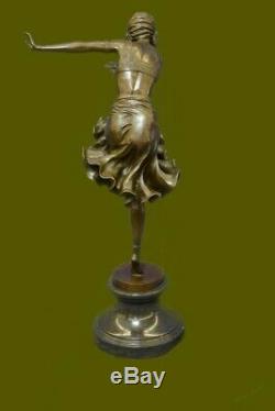 D H Chiparus Art Déco Bronze Sculpture Femme En Robe Figurine Chaud Fonte Deal