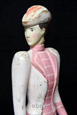Début Art Déco Sculpté à la Main Bronze / Bois Sculpture De Un Femme Avec