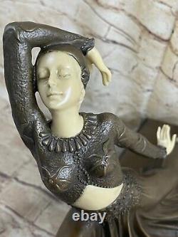 Décoratif Bronze Sculpture Figuratif Exotique Danseuse Femme Art Déco Signée