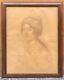 Dessin Art Déco Firmin Bouisset (1859-1925) Portrait Femme Bonnet Cadre 1920