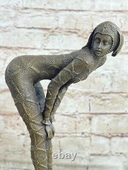 Dh Chiparus Bronze Sculpture Figuratif Érotique Danseuse Femme Art Déco Figurine