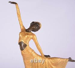 Doré Art Déco Figure en Bronze Danseuse Bronze Femme