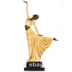 Doré Art Déco Figure en Bronze Danseuse Bronze Femme