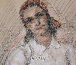 Éliane DIVERLY (1914-2012) Portrait de femme ART DECO Grasse Italie mode