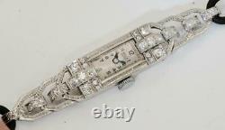 Étonnant Ancien Art-Deco Platinum&diamonds Bella, Geneve Femmes Bracelet c1920