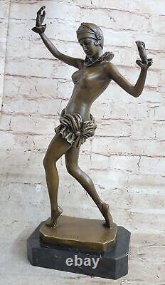 Exceptionnel Art Déco Chiparus Femme Danseuse Bronze Décoration Affaire Solde