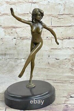 Exceptionnel Art Déco Chiparus Femme Danseuse Bronze Sculpture Décoration Chair