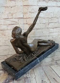 Femelle Bronze Chair Figurine Statue Nue Classique Femme Art Déco Sculpture De