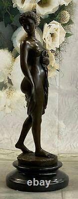 Femelle Bronze Chair Figurine Statue Nue Classique Femme Art Déco Sculpture Du