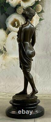 Femelle Bronze Chair Figurine Statue Nue Classique Femme Art Déco Sculpture Du