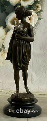 Femelle Bronze Chair Figurine Statue Nue Classique Femme Art Déco Sculpture Du