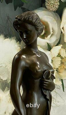 Femelle Bronze Chair Figurine Statue Nue Classique Femme Art Déco Sculpture Du