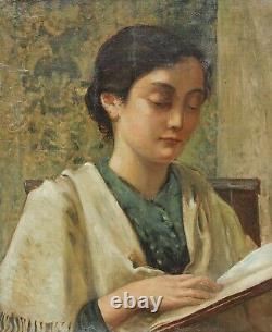 Femme à la lecture, vers 1930, livre, art-déco, portrait