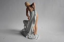 Femme nue Faon porcelaine Schaubach Kunst Allemagne Art déco (62929)