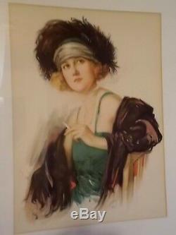 Fernand Toussaint, Jeune Femme a la Cigarette , Grande Gravure Art Déco