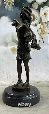 Français Bronze Mirval Art Déco Danseuse Signée Femme Sculpture Figurine Statu