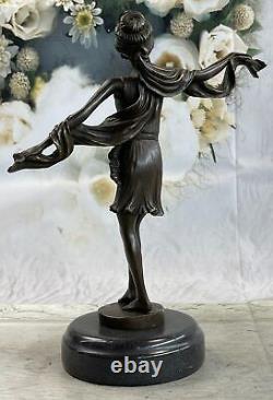 Français Bronze Mirval Art Déco Danseuse Signée Femme Sculpture Figurine Statu