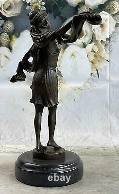 Français Bronze Mirval Art Déco Danseuse Signée Femme Sculpture Figurine Statu