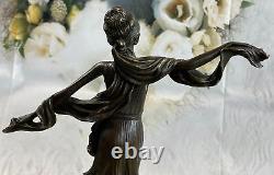 Français Bronze Mirval Art Déco Danseuse Signée Femme Sculpture Figurine Statu