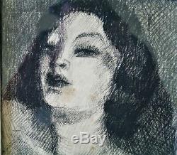 Fusain-art Deco-annee Folle-bernard Lamotte-danseuse-1930-jeune Femme-portrait