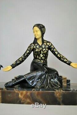 G Gori, Femme Aux perdrix, Sculpture Art Déco, XXème Siècle