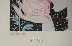 Georges LEPAPE Jeune femme à la rose Gravure originale signée #ART DECO
