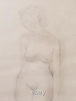 Gérard CHOAIN dessin sculpteur art déco jeune femme nue debout modèle nu tableau