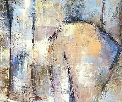 Grand tableau, peinture à l'huile / toile femme assise de dos signé Gastaldi