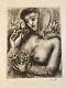 Gravure Art Déco Femme Laszlo Barta Portrait Érotique Nu Nue Eau Forte 1940 1950