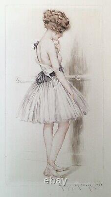 Gravure Art Déco Maurice Millière Portrait Jeune Femme Sensuelle Danse Tutu