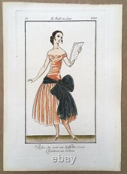 Gravure Art Déco Pierre Brissaud Le Goût du Jour 1920 Portrait Femme Mode Robe
