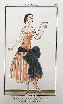 Gravure Art Déco Pierre Brissaud Le Goût du Jour 1920 Portrait Femme Mode Robe
