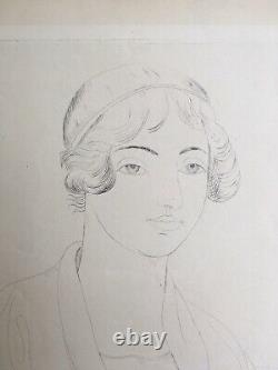 Gravure Eau Forte Originale Portrait de Femme Art Déco Othon Cubine (1883-1969)