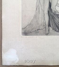 Gravure Epreuve d'Artiste Edouard Chimot Bilitis Louÿs Femmes Nues Satyre 1925