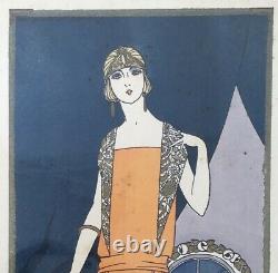 Gravure Mode Art Déco Portrait Femme Élégante Albert Jarach Paul Chambry 1920s