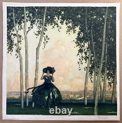 Gravure Originale Art Déco René Ligeron Portrait Femme Elégante Mode Paysage 20s